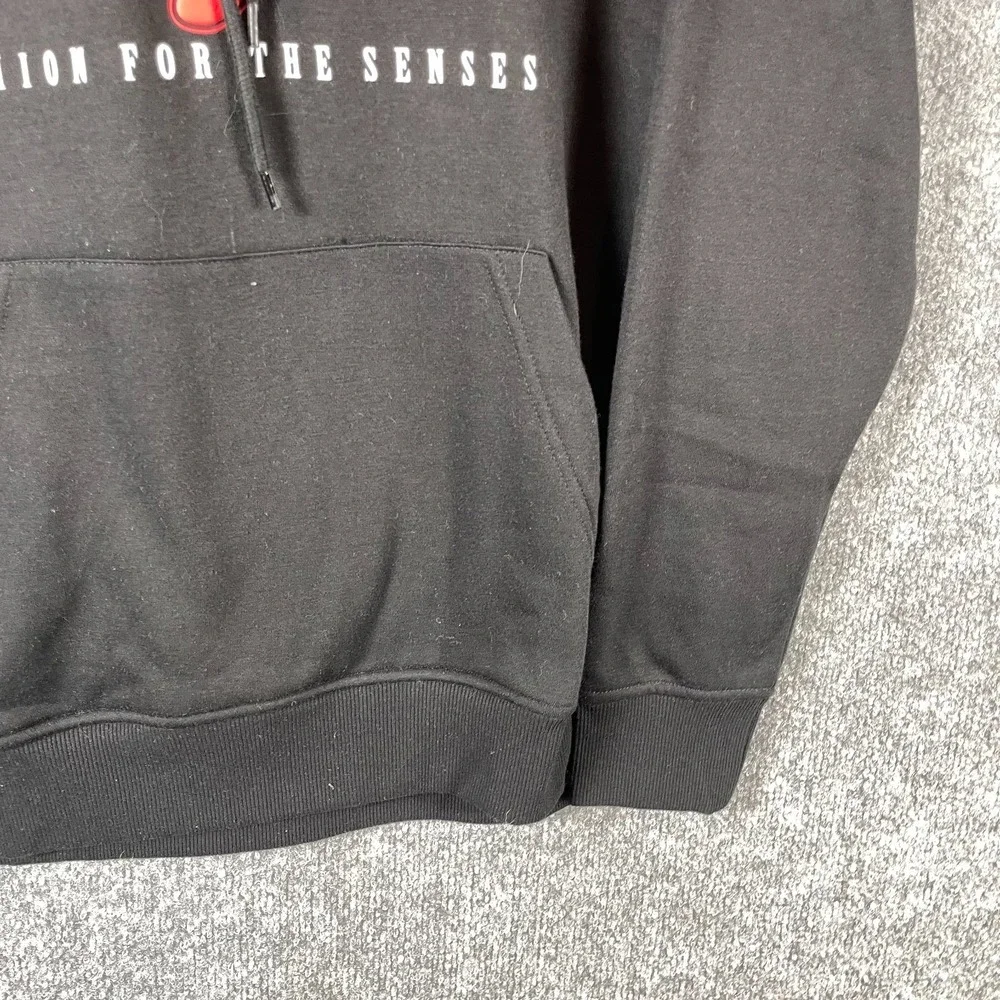 True Religion Hoodie Mens Medium Black Pullover Sweatshirt Buddha Spell Out $119